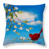 Cardinal on dogwood branch - Throw Pillow