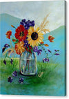 Flowers in a Mason Jar - Canvas Print